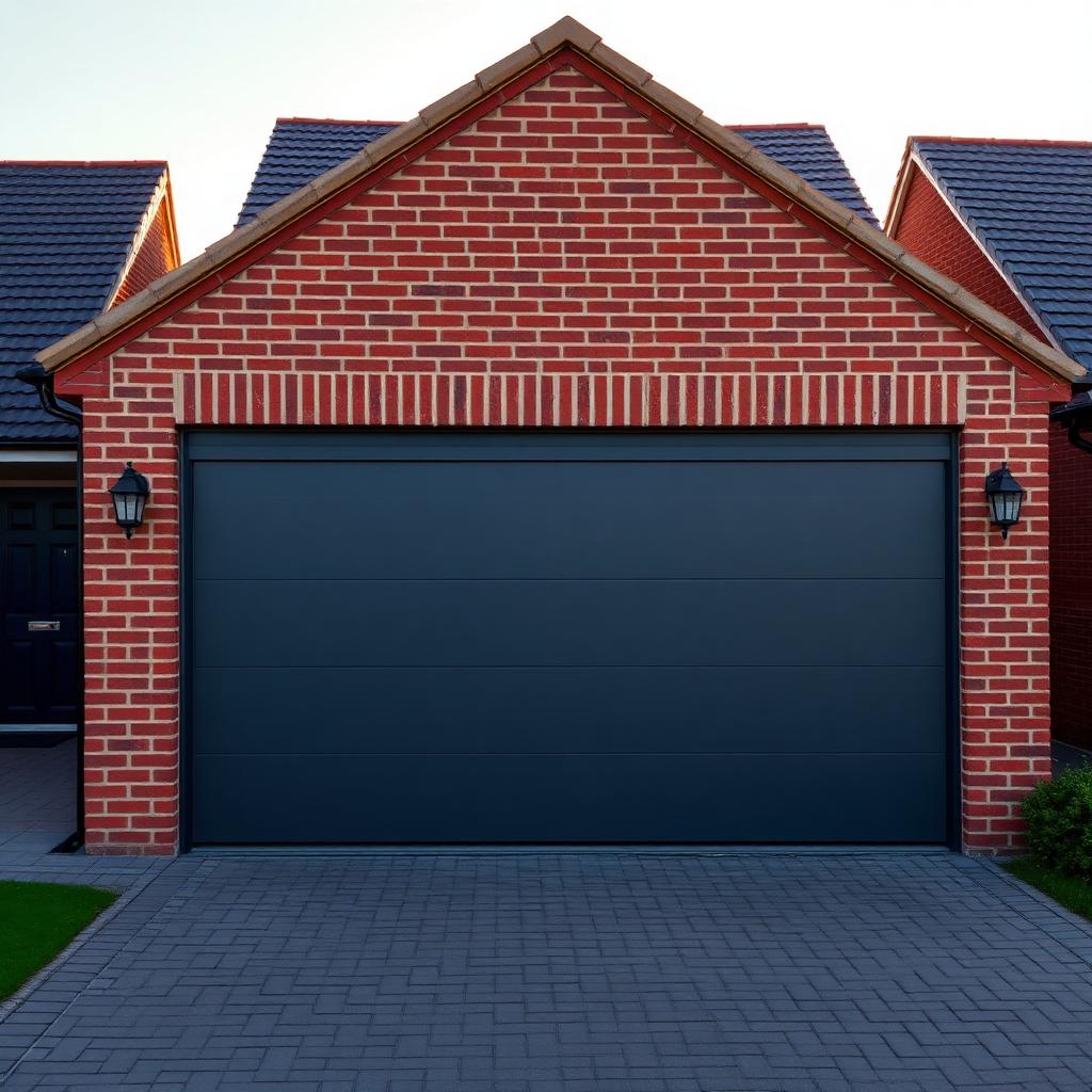 Modern anthracite grey sectional garage door installed on a Milton Keynes home